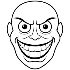 Wall Mural - Minimalist Vector Line Art of a Sinister Sharp Toothed Grin