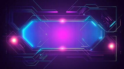 Abstract futuristic background with glowing lines and a blue hexagon in the center.