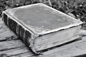 old black blank book mockup on the wooden table