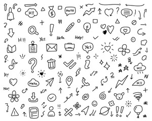 Poster - business startup set with doodle line style vector