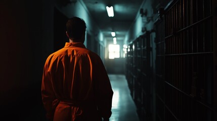 Wall Mural - dangerous prisoners, orange uniform, asylum, cinematic, dramatic lighting