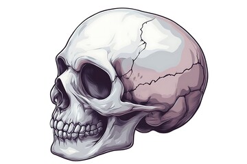 Wall Mural - Human Skull Side View, Anatomy Illustration