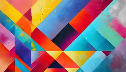 Wall Mural - Dynamic Fusion of Bold Shapes and Vivid Colors in Abstract Geometric Art