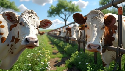 Wall Mural - Immersive Virtual Reality Experience Exploring Sustainable Dairy Farming Practices