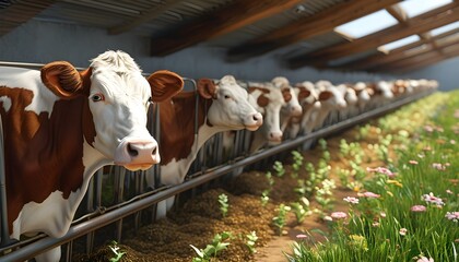 Wall Mural - Immersive Virtual Reality Experience Exploring Sustainable Dairy Farming Practices