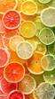 © P - Vibrant citrus slices in colorful arrangement for fresh and zesty inspiration. AI
