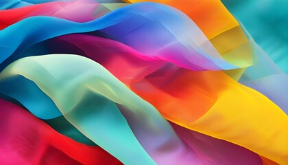 Wall Mural - Vibrant Abstract Fabric: Flowing Colors and Textured Patterns Intertwined