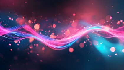 Wall Mural - Glowing Lines and Bokeh Lights in Pink, Blue, and Purple Hues Creating an Abstract Background