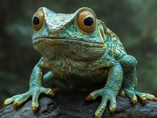 Poster - Close-Up of a Green Frog with Bright Eyes