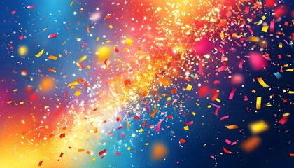 Wall Mural - Vibrant abstract backdrop of colorful confetti and glitter, ideal for festive celebrations and joyful designs