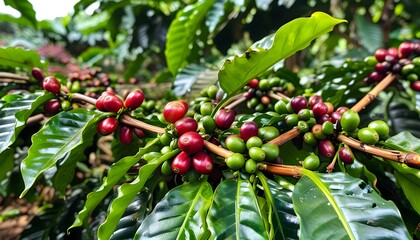 Wall Mural - Sustainable Coffee Cultivation: Eco-Friendly Growth of Coffea Arabica for Premium Morning Brews and Espresso in Brazils Hospitality Industry