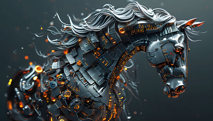 Futuristic Mechanical Horse with Glowing Lights