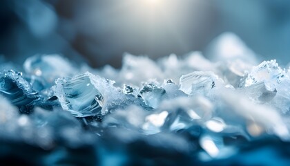 Icy Blue and White Abstract Background with Crystal Patterns in Nature