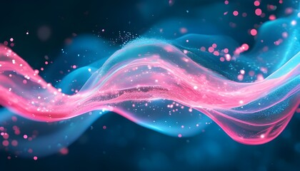 Wall Mural - Blissful Harmony of Blue and Pink Energies with Sparkling Particles