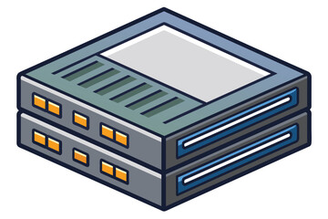 Poster - A straightforward illustration of a backup server highlighting its components for data management, backup server, simple drawing