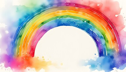 Poster - Vibrant Watercolor Rainbow Abstract on Clean White Canvas