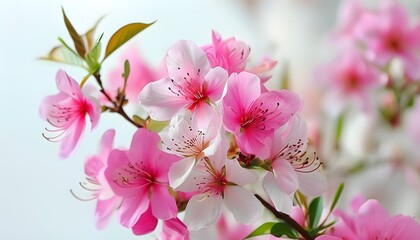 Wall Mural - Delicate Pink Blossoms Against a Pure White Backdrop