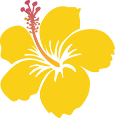 Wall Mural - Yellow Hibiscus rosa-sinensis, also called Chinese hibiscus icon.