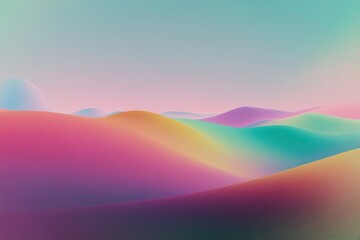Wall Mural - 4k vibrant jewel-toned gradient landscape with dynamic pastel noise fluctuations and soft grainy tex