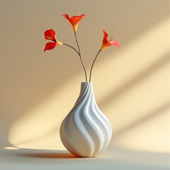 Wall Mural - 3D Vase Icon: Elegant Home Decoration Illustration Logo