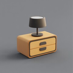 Poster - 3D Nightstand Icon: Functional Bedside Furniture Illustration Logo