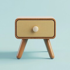 Wall Mural - 3D Nightstand Icon: Functional Bedside Furniture Illustration Logo