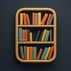 Poster - 3D Bookshelf Icon: Organized Book Storage Illustration Logo