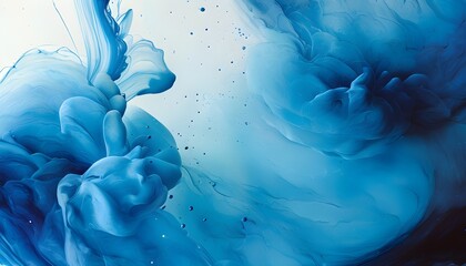 Wall Mural - Mesmerizing Fluid Dynamics of Blue Ink Swirls