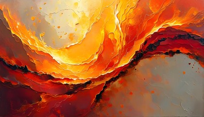 Wall Mural - Dynamic Dance of Fiery Orange and Red Flames in Motion