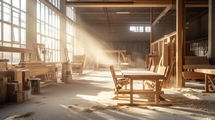 Sunlight in a Woodworking Workshop