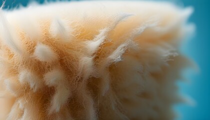 Wall Mural - Detailed view of fabric fibers undergoing cleaning with a sponge in a macro perspective.