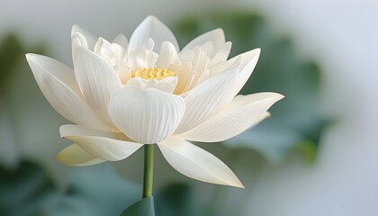 Wall Mural - Romantic and tender pastel white lotus flowers on a serene white background