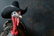 © Duckai - Turkey Dressed As an American Colonist Pilgrim in a 16th Century Hat Celebrating the Humorous Side of Thanksgiving Tradition