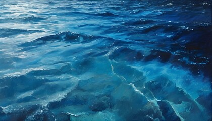 Vibrant Deep Blue Seawater Under a Clear Sky