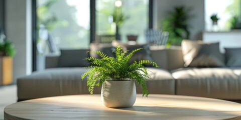 Wall Mural - Velvet potted plant displayed on a table in the living area