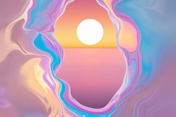 Wall Mural - vibrant 4k sunset color gradient background with dynamic fluid noise and pastel holographic texture