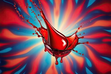 Wall Mural - Vibrant Red Liquid Splash Abstract Background Halloween Blood Theme