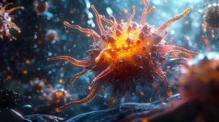 Wall Mural - microscopic cell structure: a detailed look at a virus