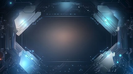 Poster - Abstract technological background with a glowing frame and circuit board.