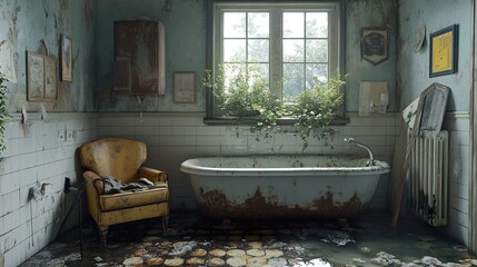 Wall Mural - Forgotten Bathroom: A Glimpse into Decay