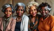 © BeeSee - portrait of Senior Women belonging to different races Smiling Together, African-American women, created with generative ai