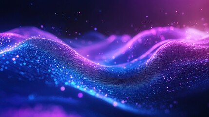 Wall Mural - Abstract Blue and Purple Glowing Waves