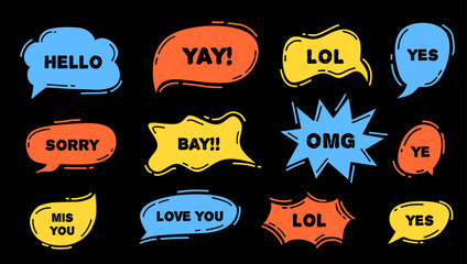 Poster - a collection of white speech bubbles in various sizes and shapes