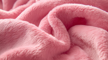 a meticulously styled close-up of a hot pink fleece fabric, emphasizing its luxurious softness and fluffy texture, the carefully arranged fibers create an elegant, inviting atmosphere