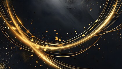 Wall Mural - Elegant Black and Gold Abstract Background with Radiant Lines and Grunge Texture for Sophisticated Nighttime Themes