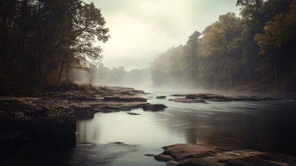 Wall Mural - Misty River in Autumn