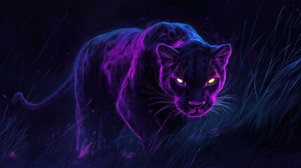 Wall Mural - Panther Glowing in Night