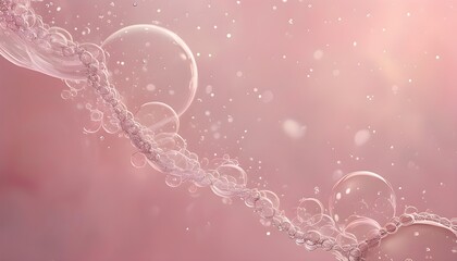 Wall Mural - Whimsical Pink Dreamscape with Ethereal Bubbles Representing Purity and the Fragility of Life