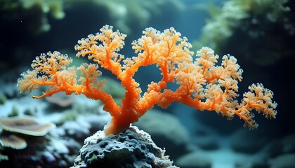 Wall Mural - Delicate coral branch held in hand, symbolizing fragility and beauty of underwater ecosystems and natures artistry, reflecting interconnectedness of life