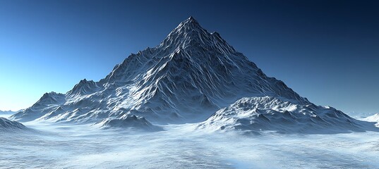 Wall Mural - A cool, icy mountain peak with a large clear sky and text space